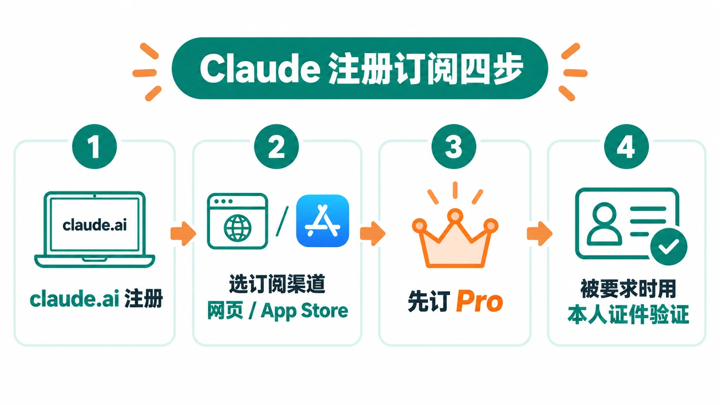 Claude 注册订阅四步流程